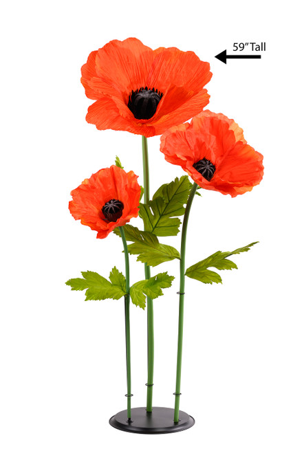 Huge Oversized XXL Silk Polyester Orange Poppy Flowers 59