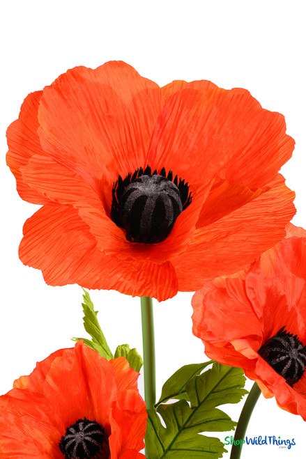 Huge Oversized XXL Silk Polyester Orange Poppy Flowers 59