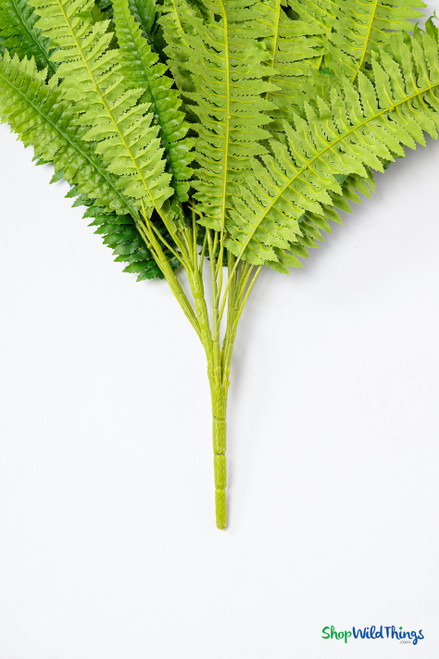 Artificial Boston Fern stem bundle with multiple attached fronds, 40-frond faux greenery for pots, baskets, and hanging planters – ShopWildThings.com
