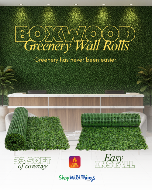 COMING SOON! Greenery Boxwood Roll (FR-C) 40" x 120" Landscape Wall Mat Roll - (Indoor/Outdoor, UV & Fire Treated!)