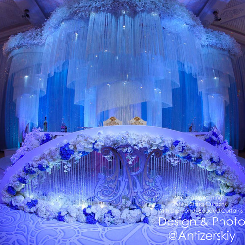 Custom String Curtains Made Into Giant Hanging Columns for Weddings & Events by ShopWildThings.com