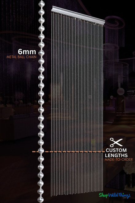 USA-made steel ball chain beaded curtain with 6mm round metal balls, fire rated industrial room divider from ShopWildThings.com