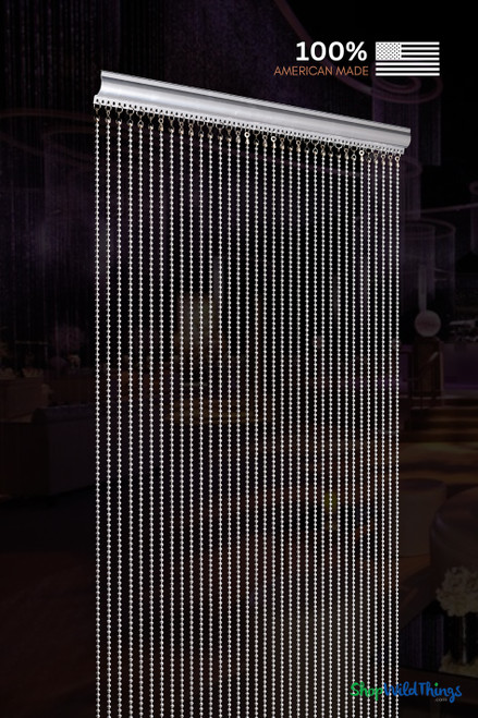 Industrial steel ball chain curtain with 1 inch on center spacing allowing easy walkthrough and airflow, ShopWildThings.com