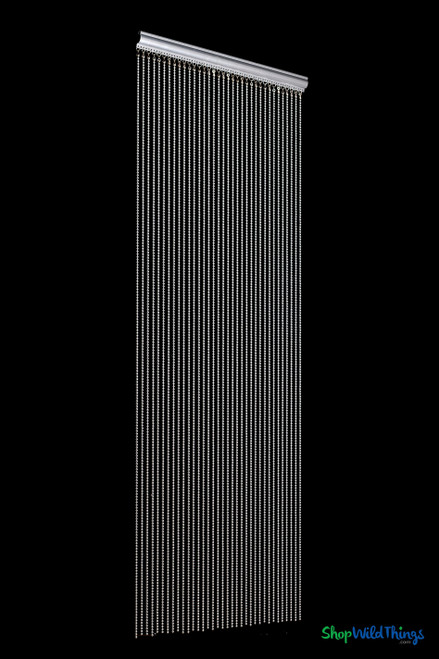 Commercial-grade Aluminum Silver Ball Chain Curtain from ShopWildThings, ideal for nightclubs, salons, restaurants, and trade shows