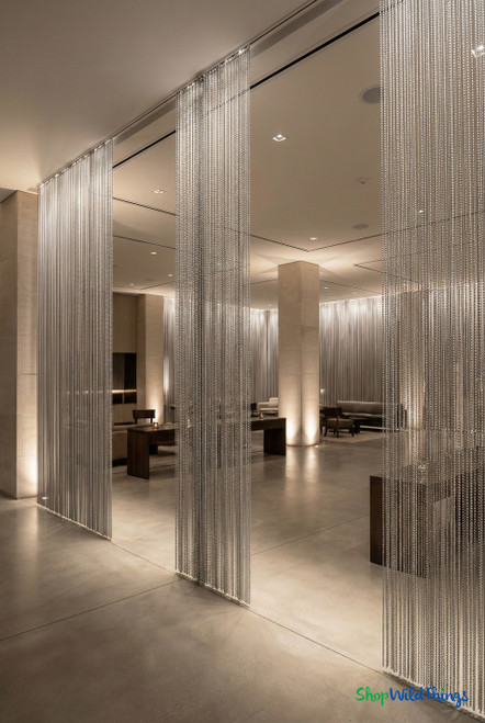 6mm Aluminum S- Fire Rated Ball Chain Curtain - Real Metal - Any Custom Size proof - 1/2" On Center (68 Strands)