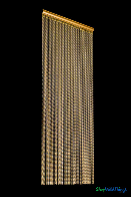 Product studio image of ShopWildThings Brass Gold Ball Chain Curtain with rich gold tone and professional-grade metal beads