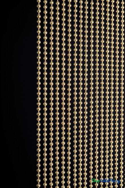 6mm Brass Gold Ball Chain Curtain - Real Metal - Any Custom Size - Fireproof - 1/2" On Center (68 Strands)