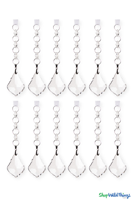 French Cut Crystal Pendalogue Pendant Hanging Prism Strands, Set of 12,ShopWildThings.com