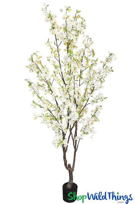 Clearance AS IS - White Artificial Cherry Tree Silk Blossoms Weddings and Event Trees ShopWildThings.com 6.5 Feet Tall