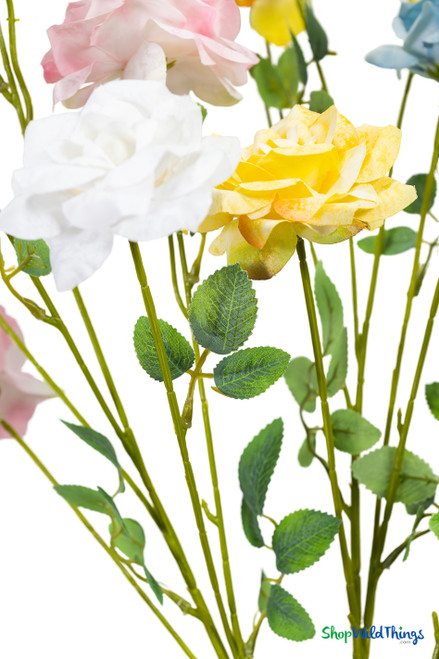 Close up of pastel artificial roses on interchangeable floral branch for wedding and event decor – ShopWildThings