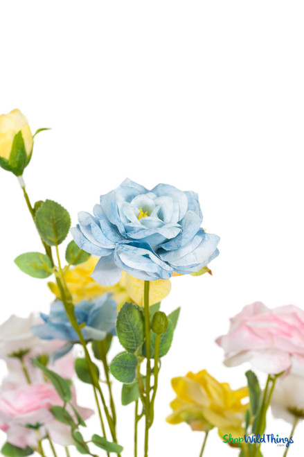 Close up detail of pastel rose blooms and buds on decorative interchangeable floral branch – ShopWildThings