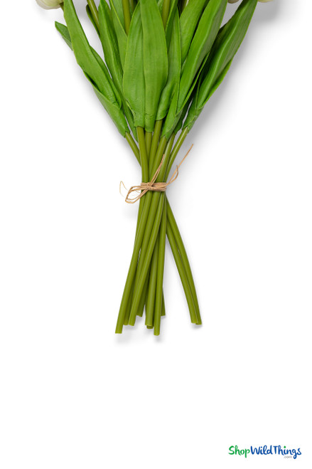 12 Pc Purple and White Tulip Bundle, Artificial Wedding Bouquet, Bendable Centerpiece Flowers, Quality Florals by ShopWildThings.com