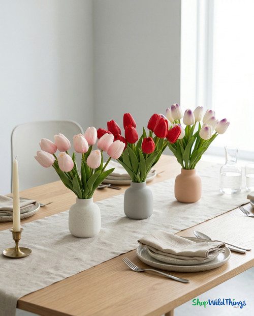 Real Feel Tulip Bundle with 12 Individual Stems –Red 12.5" Tall