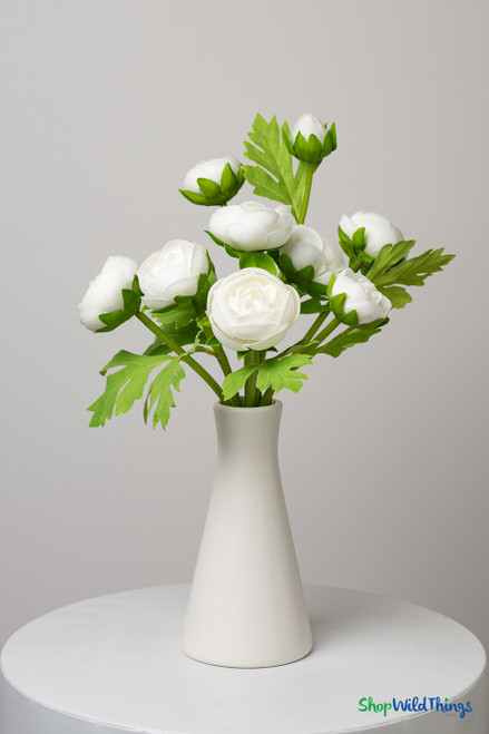 Full 9-stem real feel white ranunculus bouquet with varied bloom heights and lush layered petals – ShopWildThings.com