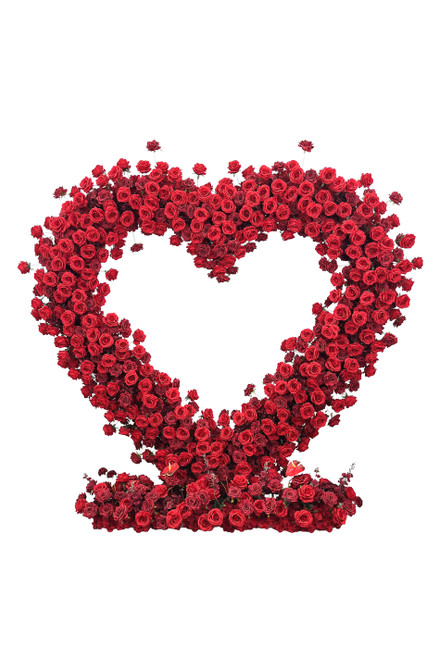Crimson Heart red rose floral arch seamless heart shaped silk flower backdrop wedding decor ShopWildThings.com
