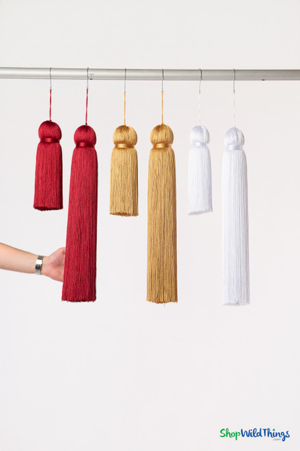 Honey Gold Fringe Tassel 12" Long x 4" Diameter  with dense strands and sleek finish, ideal for event backdrops, stages | ShopWildThings.com