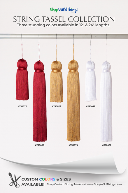 Honey Gold Fringe Tassel 12" Long x 4" Diameter  with dense strands and sleek finish, ideal for event backdrops, stages | ShopWildThings.com