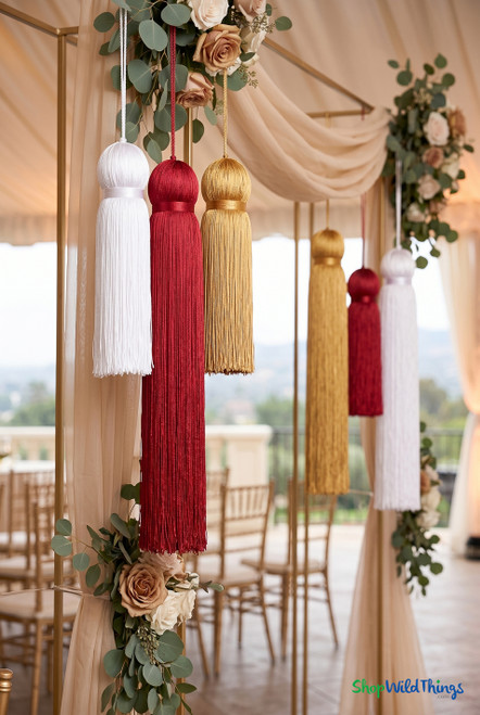 Honey Gold Fringe Tassel 24" Long x 4" Diameter  with dense strands and sleek finish, ideal for event backdrops, stages | ShopWildThings.com