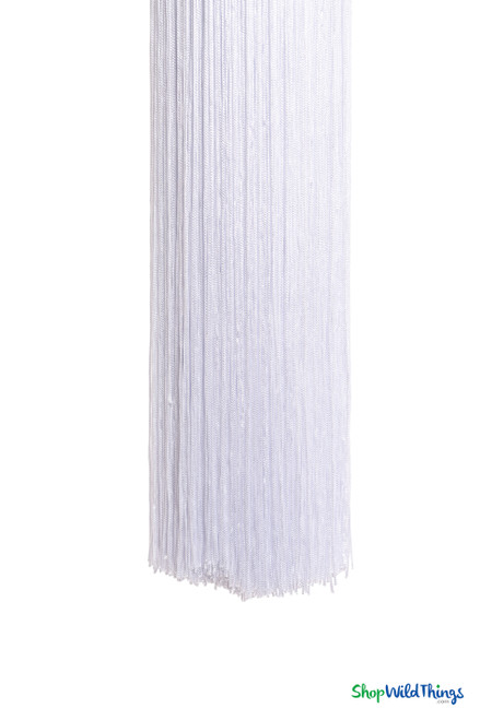Bright White Fringe Tassel 12" Long x 4" Diameter  with dense strands and sleek finish, ideal for event backdrops, stages | ShopWildThings.com