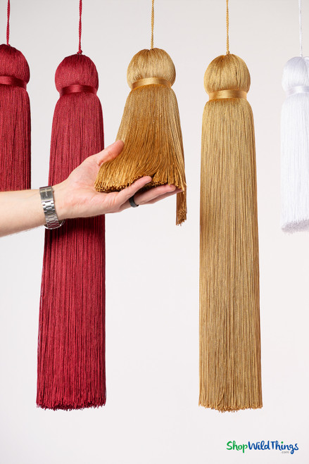 Bright White Fringe Tassel 24" Long x 4" Diameter  with dense strands and sleek finish, ideal for event backdrops, stages | ShopWildThings.com