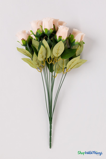 Deluxe Rose Bud Bouquet Bundle 12 Stems ‚ Peach 19.5" Tall