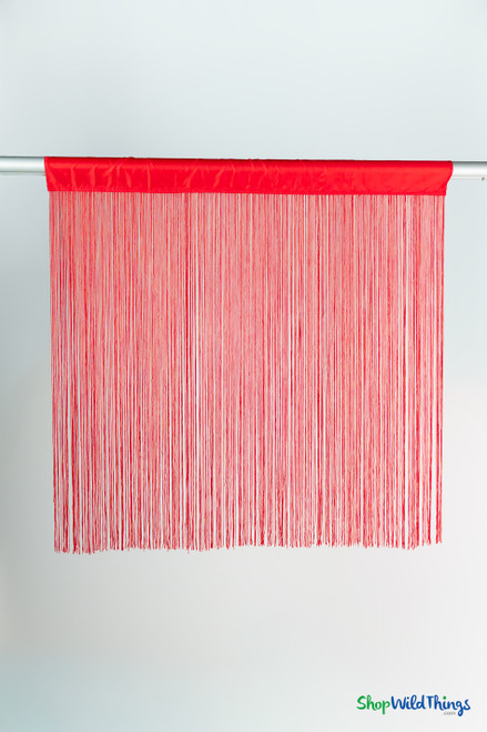 String Curtain Red 3FT x 3FT (36") - Polyester & Cotton (trimmable length!) Color #12