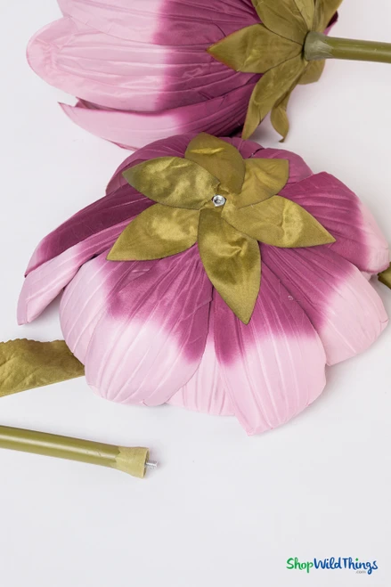 Oversized XL Silk Lotus Bloom w/Removable Stem - Dusty Rose - 51"H x 18"W