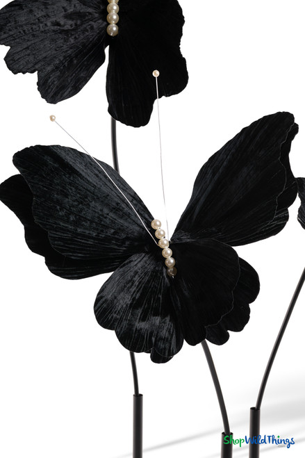 Giant Oversized Velvet Butterfly, Black 27" x 22" for events, props | ShopWildThings.com