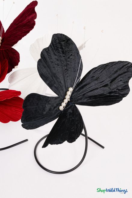 Giant Oversized Velvet Butterfly, Black 22" x 20" for events, props | ShopWildThings.com