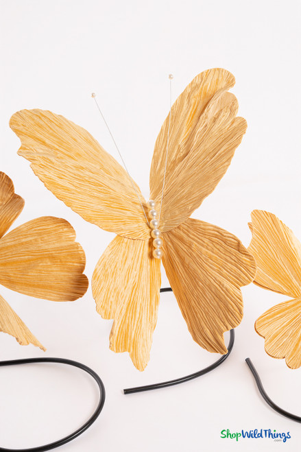 Giant Oversized Velvet Butterfly, Gold 32" x 32" for events, props | ShopWildThings.com
