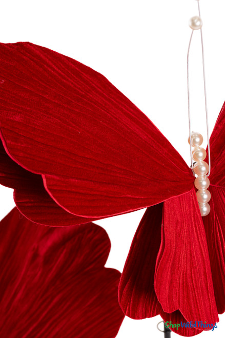 Giant Oversized Velvet Butterfly, Red 27" x 22" for events, props | ShopWildThings.com