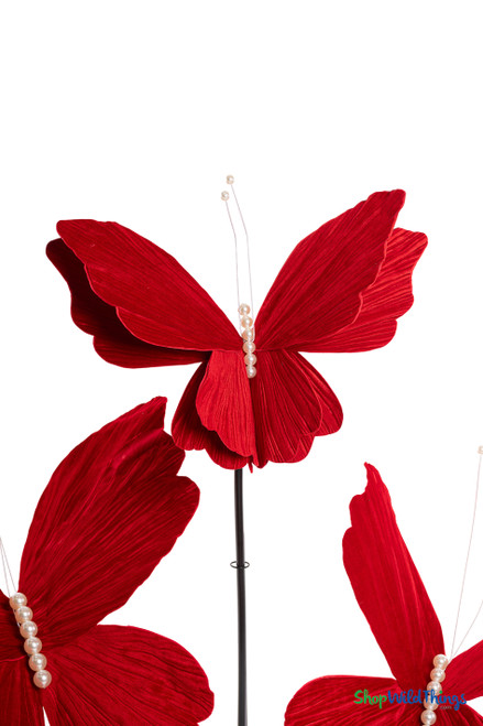 Giant Oversized Velvet Butterfly, Red 26" x 22" for events, props | ShopWildThings.com