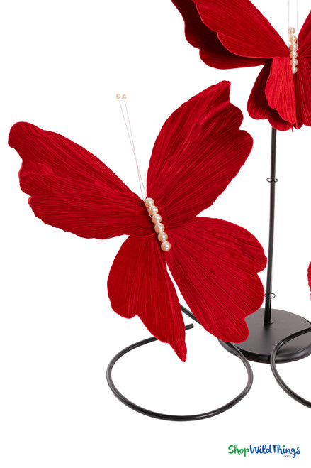 Giant Oversized Velvet Butterfly, Red 26" x 22" for events, props | ShopWildThings.com