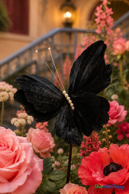 Giant Oversized Velvet Butterfly, White 22" x 20" for events, props | ShopWildThings.com