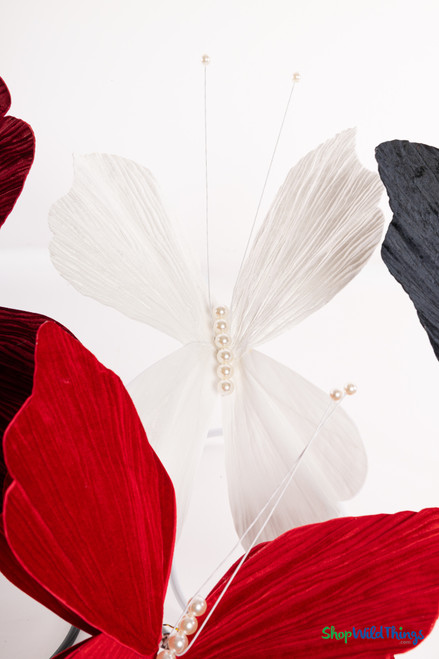 Giant Oversized Velvet Butterfly, White 22" x 20" for events, props | ShopWildThings.com