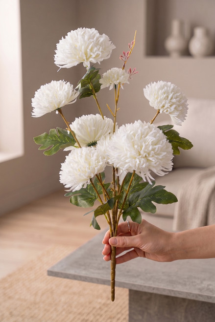 Artificial Blue Chrysanthemum Floral Bouquet Spray at ShopWildThings.com