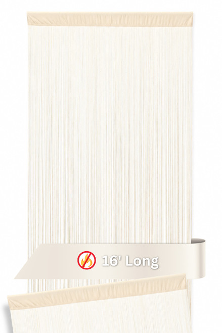 Ivory String Curtains 16' Long Fringe Curtains into Hanging Columns for Large Venues by ShopWildThings.com