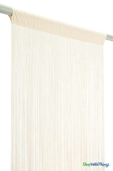 Ivory String Curtains 16' Long Fringe Curtains into Hanging Columns for Large Venues by ShopWildThings.com
