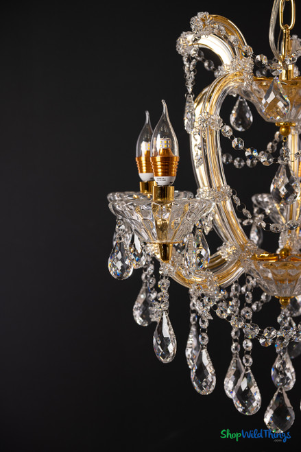 Real Crystal and Gold Elegant Chandelier - 5 Candle Light - Hardwired | ShopWildThings.com