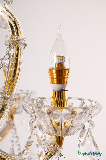 Real Crystal and Gold Elegant Chandelier - 5 Candle Light - Hardwired | ShopWildThings.com