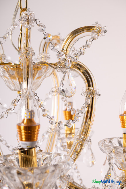 Real Crystal and Gold Elegant Chandelier - 5 Candle Light - Hardwired | ShopWildThings.com