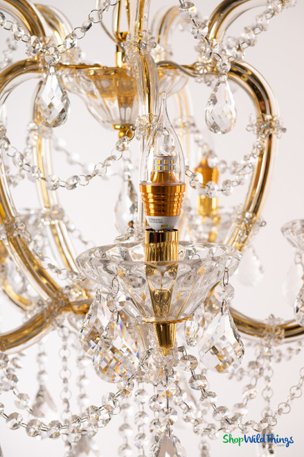 Real Crystal and Gold Elegant Chandelier - 5 Candle Light - Hardwired | ShopWildThings.com