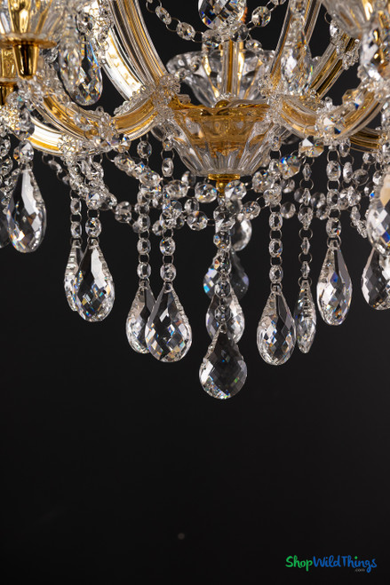 Real Crystal and Gold Elegant Chandelier - 5 Candle Light - Hardwired | ShopWildThings.com