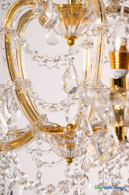 Real Crystal and Gold Elegant Chandelier - 5 Candle Light - Hardwired | ShopWildThings.com