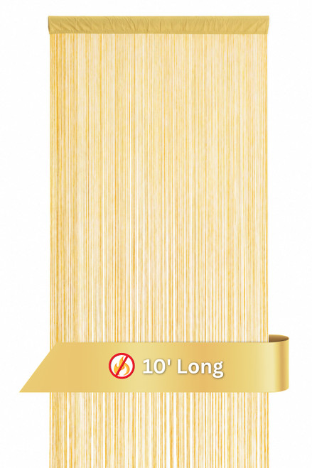 String Curtain Sunset Gold 3' W x 10' L - FR Fire Rated - Polyester & Cotton "Nassau" (trimmable length!)