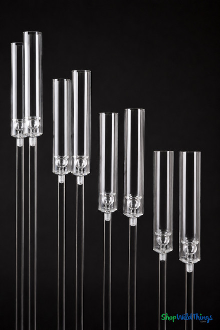 Clear Acrylic 8 Staggered "Allegra" Hurricane Candleabra Candle Holder from ShopWildThings.com