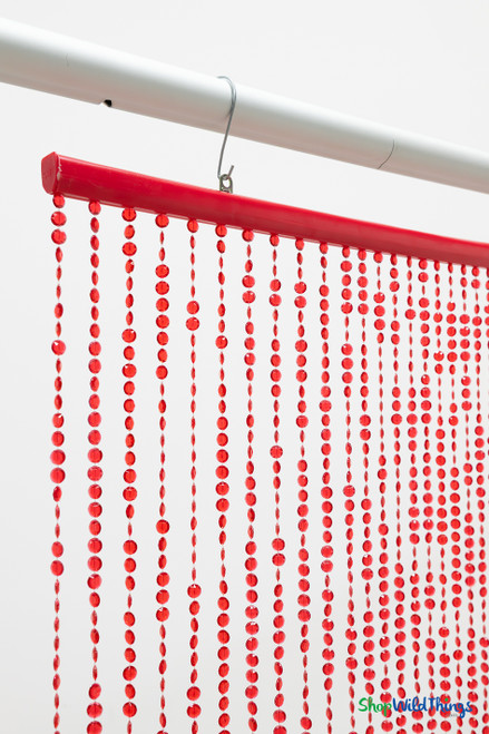 Red Window Door Beaded Curtain Backdrop for Events ShopWildThings.com