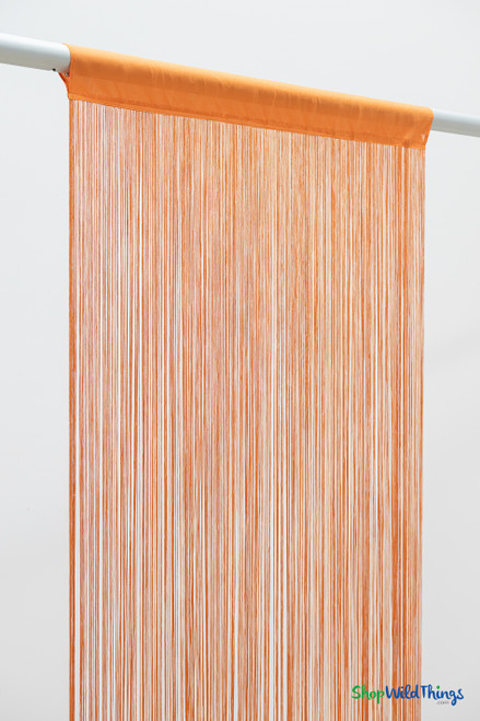 Orange Fire Treated String Curtain Fringe Panel for Doors and Windows, 12' Long Rod Pocket Curtain Backdrop by ShopWildThings.com