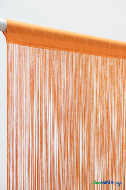 Orange Fire Treated String Curtain Fringe Panel for Doors and Windows, 12' Long Rod Pocket Curtain Backdrop by ShopWildThings.com
