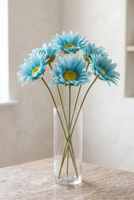 Teal Blue Oversized Daisies, Roses & Sunflowers for Photo and Party Fun at ShopWildThings.com